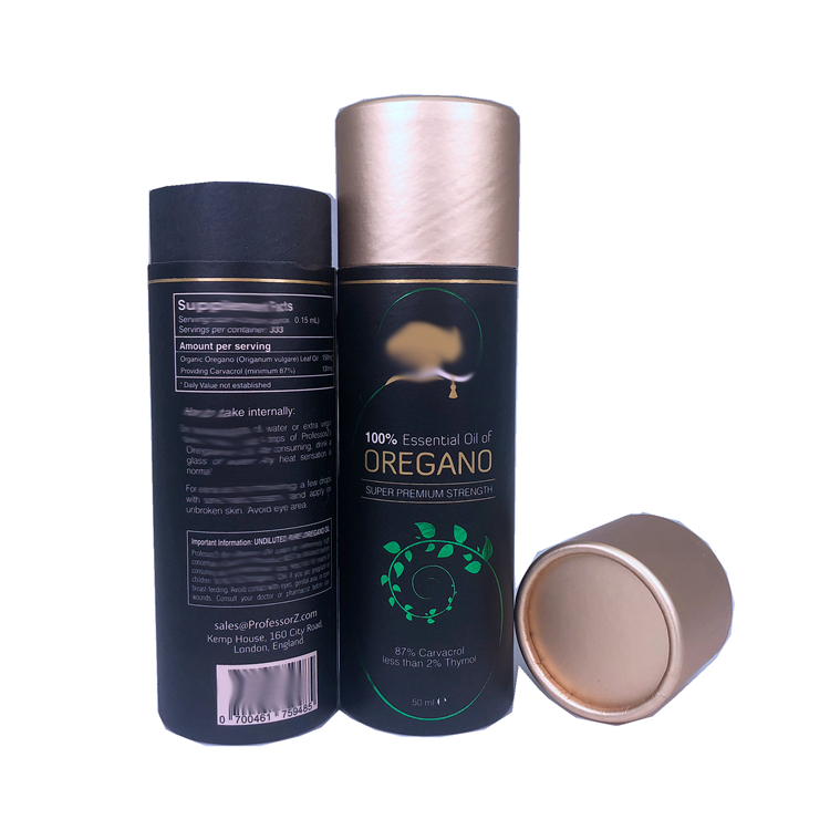 New product recycled black paper tube packaging with Gold logo