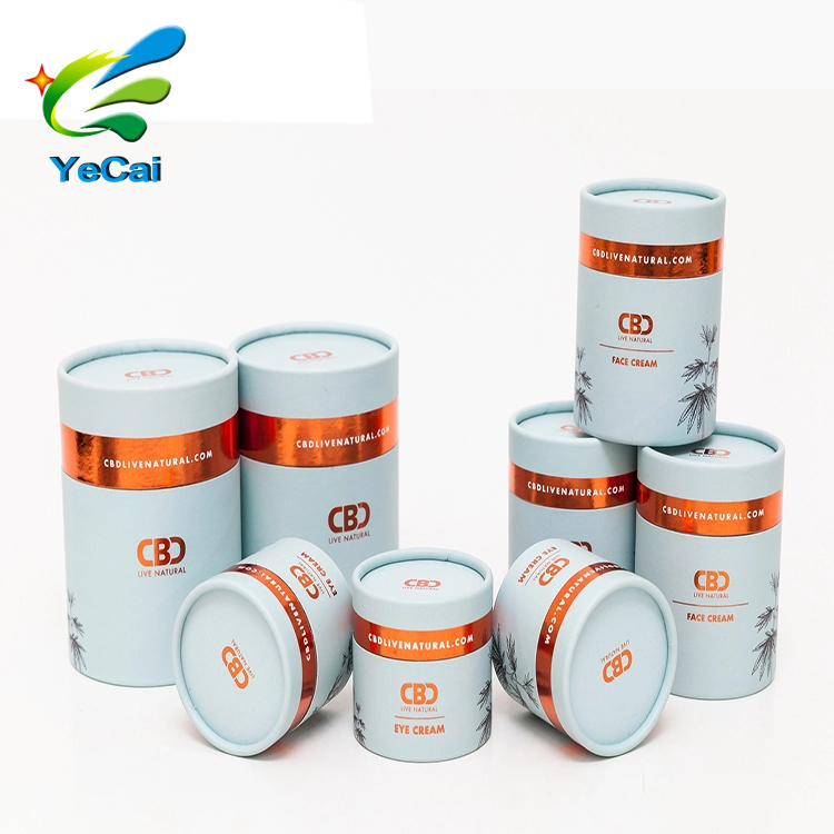 100% recycled handmade fabric cardboard food grade paper round tube box packaging container with clear lid for tea