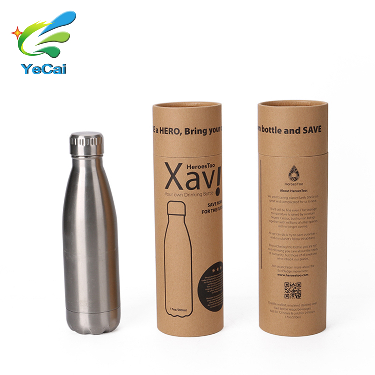 eco friendly kraft cardboard wine cylinder round paper tube box for drinking bottle