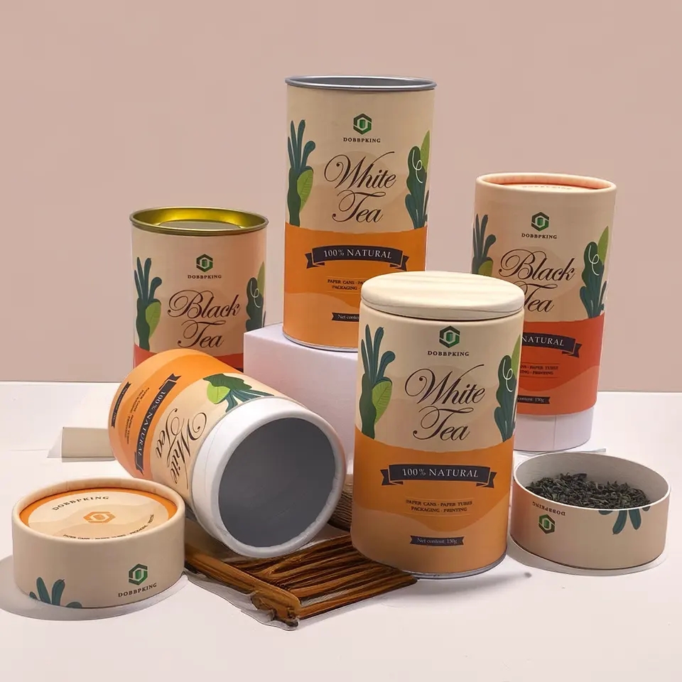 food grade foil round tea paper tube packaging free sample tea paper can