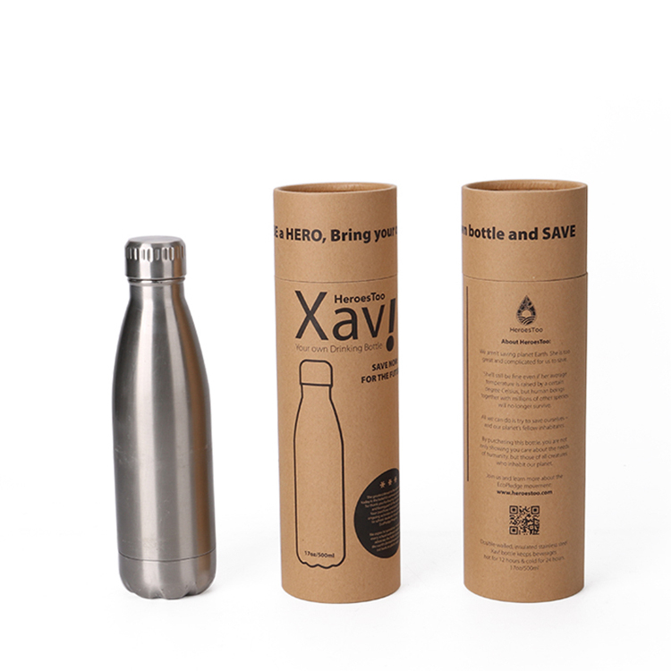 eco friendly kraft cardboard wine cylinder round paper tube box for drinking bottle