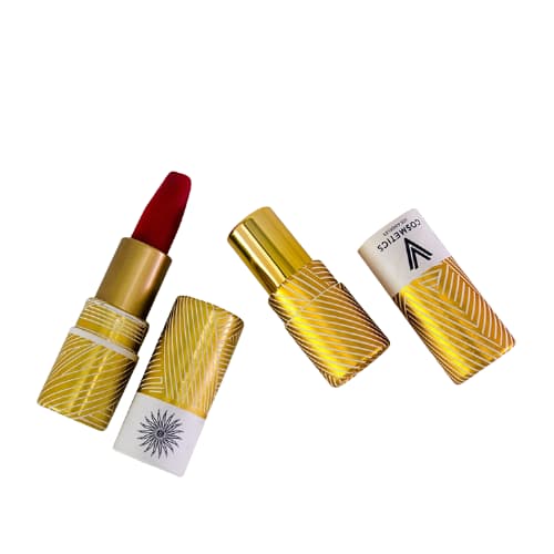 shiny golden paper lipstick tube makeup packaging